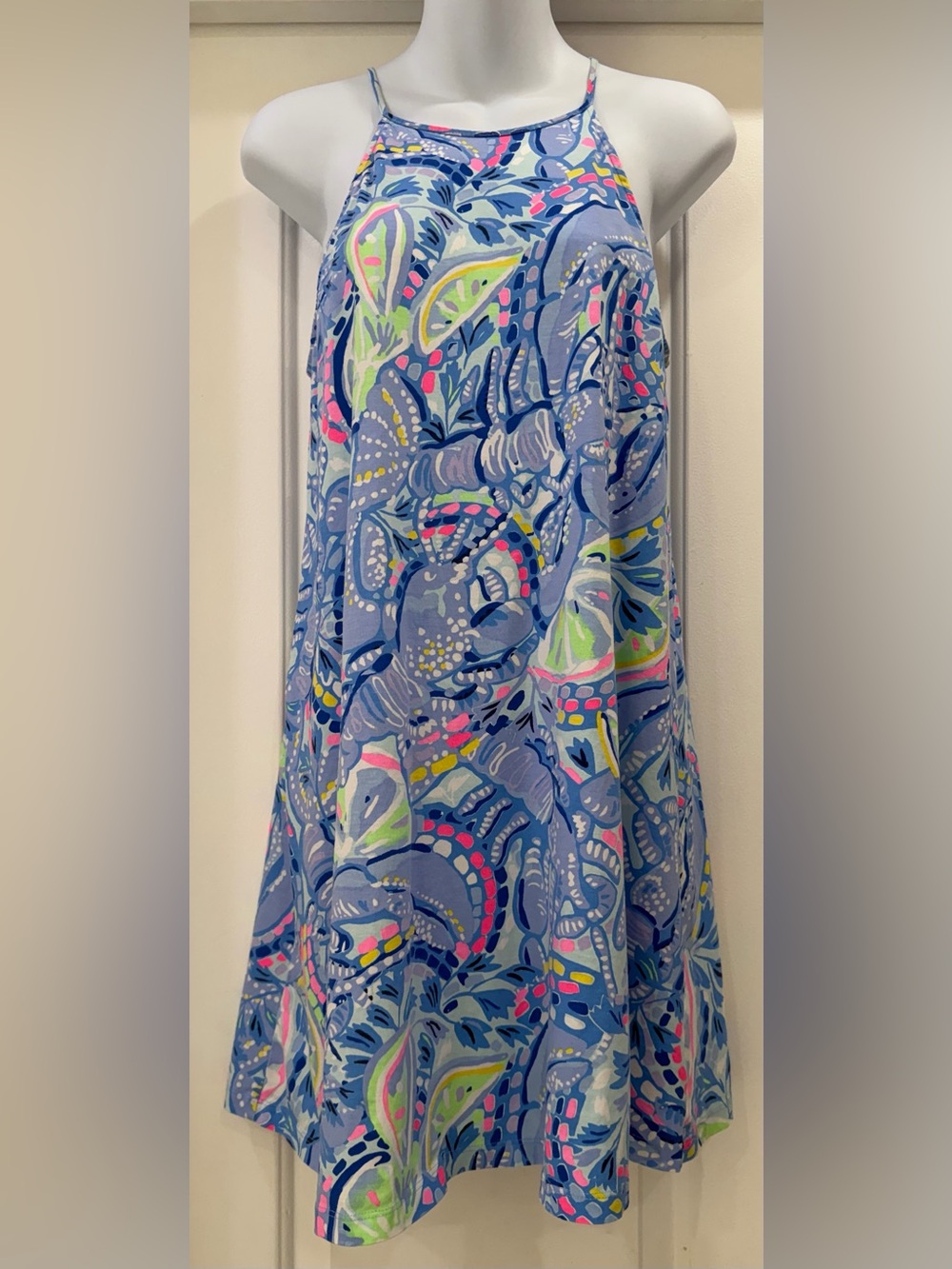 Lilly Pulitzer Margot Swing Dress Size Small Blue Peri Pinch Pinch Tropical 🦞🦞🦞